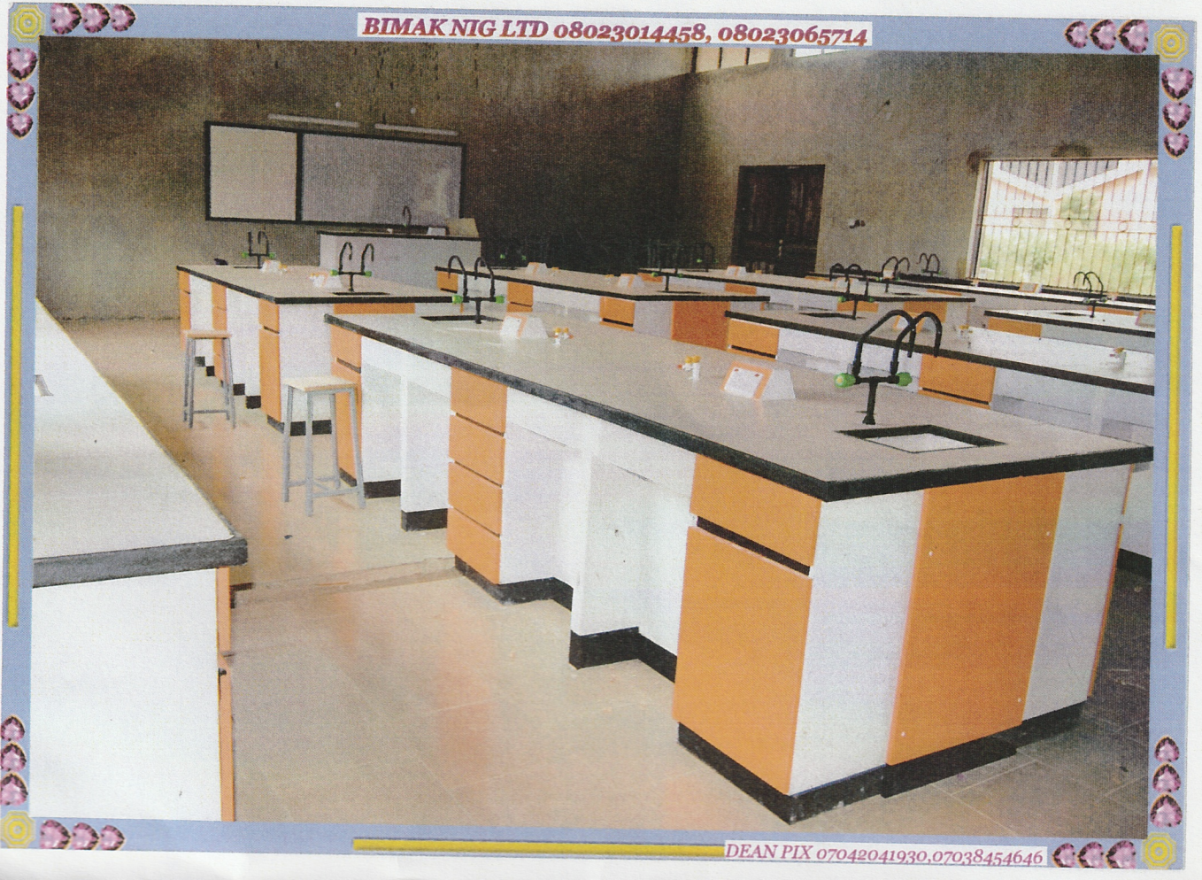 Completed chemistry lab — island workbenches