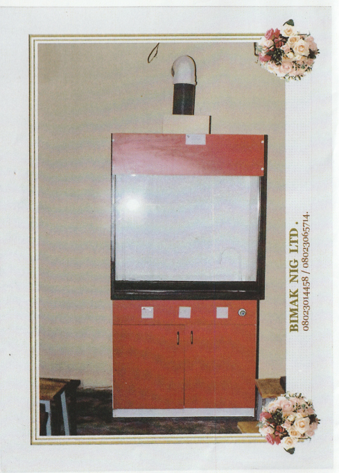 Installed fume cupboard with extraction ducting